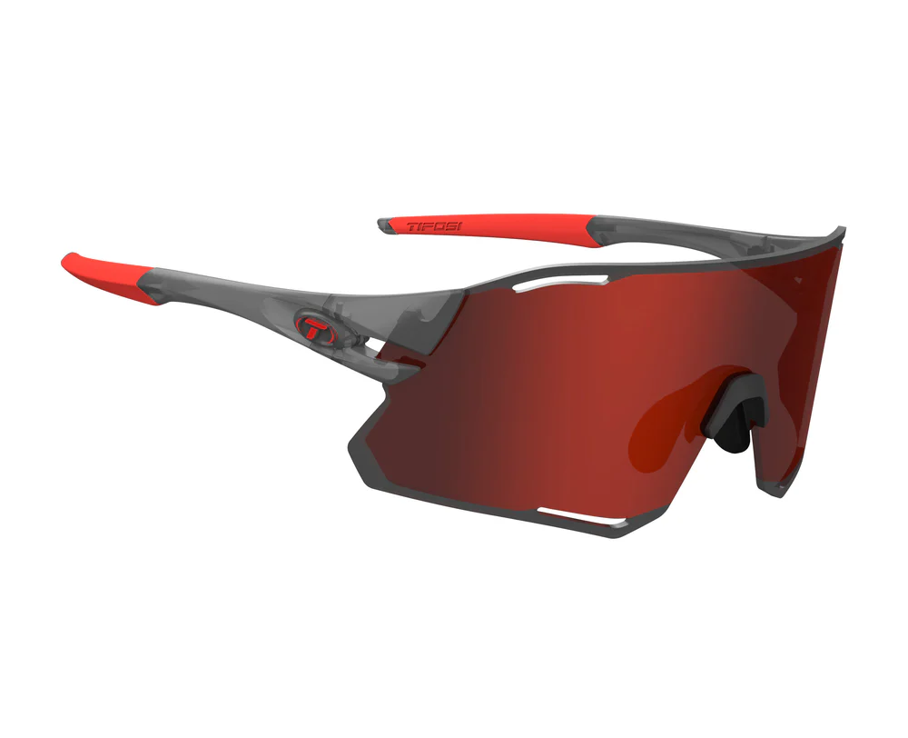 Tifosi Rail Race Satin Vapor Interchange, Clarion Red, Clear